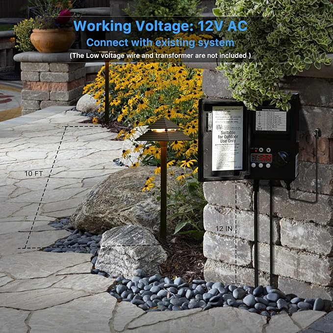 GOODSMANN Landscape Lighting 8PK Low Voltage Outdoor Path Lights 2-Tier Pagoda Landscape Path Lights Pathway Lights Wired 3W LED 180 Lumen 3000K Warm White Driveway Bronze Electric Pathway Light