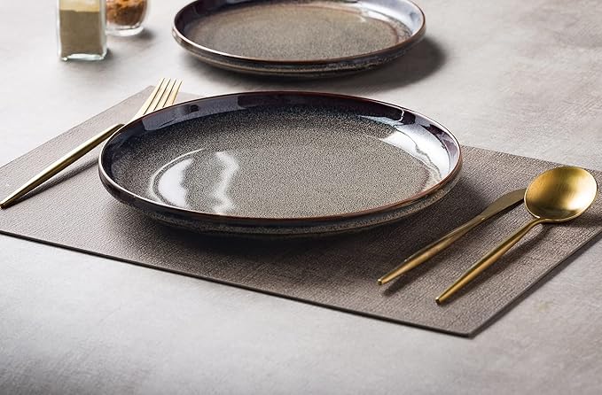 Ceramic dinner plates set of 4, Large Dinnerware Plates & Salad plates for party and wedding, Microwave safe porcelain plates set, 10 Inch