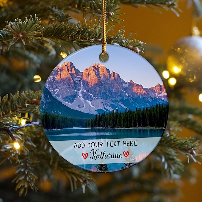 Personalized Banff National Park Ornament Christmas 2025, Banff National Park Canada Travel Souvenir Keepsake Ornaments Gift, Custom Text/Name Canada Vacation Trip Xmas Ornament for Adventure Lovers