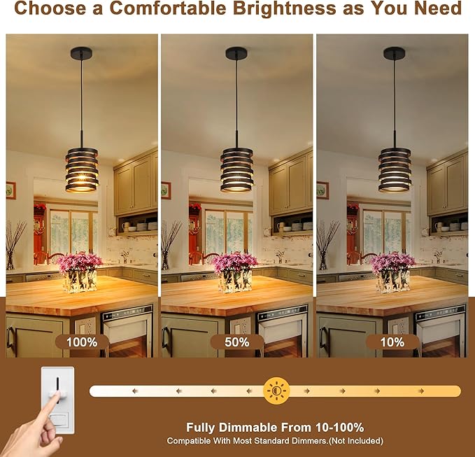 Modern Farmhouse Pendant Lights Kitchen Island, Industrial Multiple Rings Hanging Pendant Light Fixtures for Sink Bar Entrance Bathroom Hallway, Black with Gold Interior