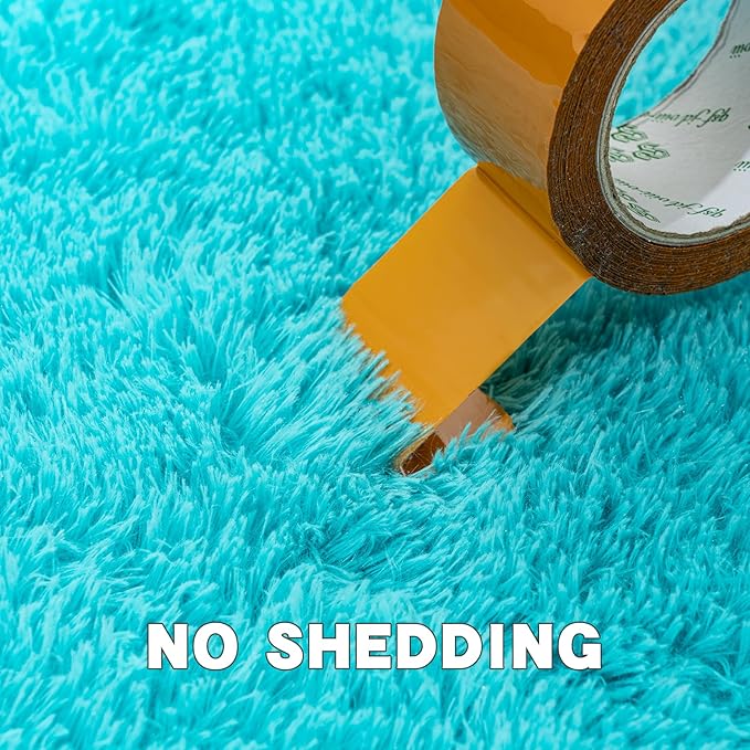 5x7 Area Rugs for Living Room, Fluffy Shaggy Rug Soft Carpets, Rugs for Bedroom Nursery Kids Room Dorm Home Decor Aesthetic, Teal Blue