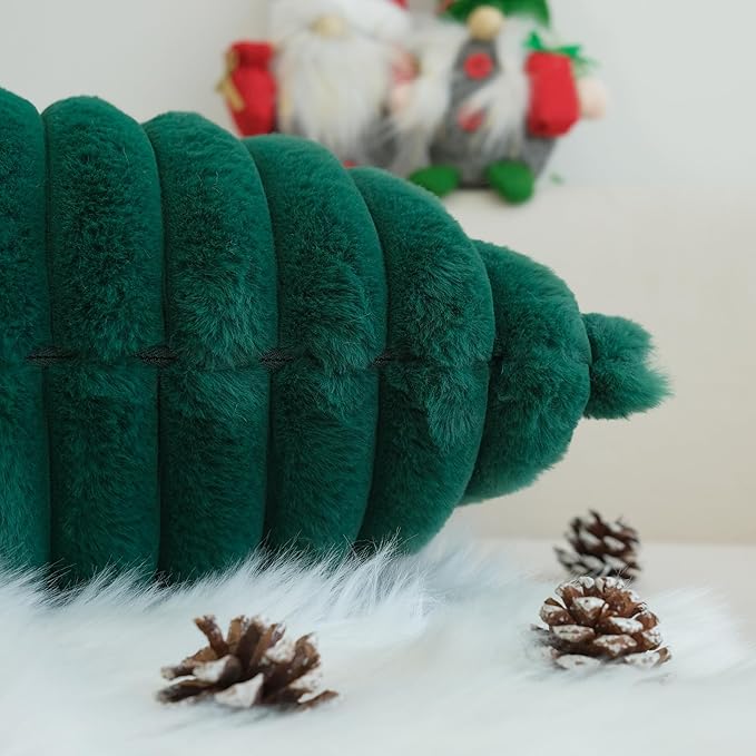 JOJUSIS Pack of 2 Faux Fur Plush Decorative Throw Pillow Covers Couch Cushion Case Soft Pillowcases (Dark Green, 22 x 22-Inch)