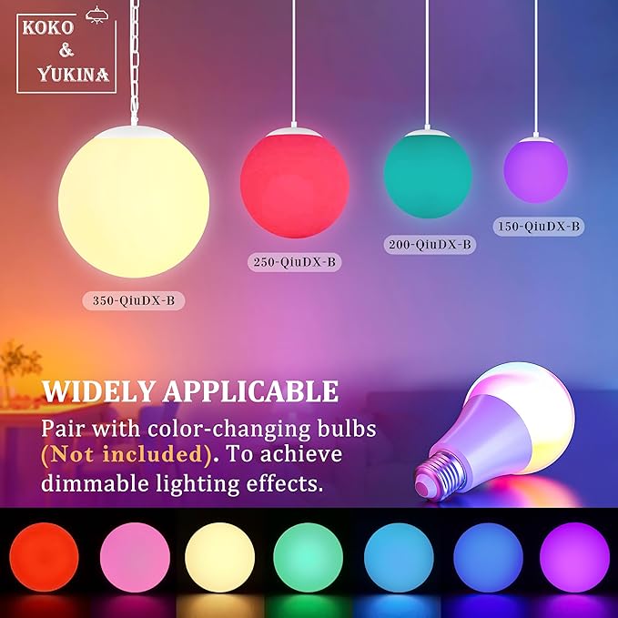 KoKo&Yukina 6 Inch Globe Pendant Light White Globe Pendant Lights Kitchen Island Mid Century Light Fixture with Milky White Glass Shade for Dining Room (2 Pack)