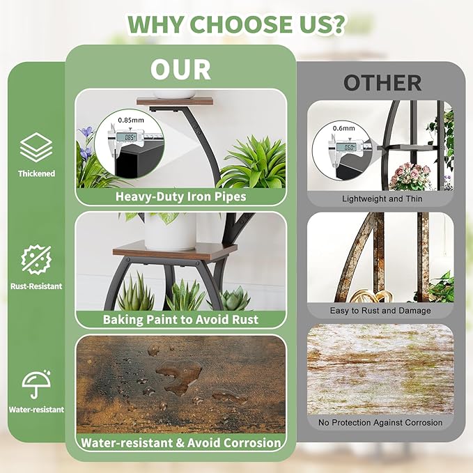 CODACE Plant Stand Indoor with Grow Lights, 6 Tiered Plant Shelf Indoor, 50" Corner Plant Stands for Indoor Plants, Lighted Tree-Shaped Plant Holder, Tall Flower Display Rack for Living Room