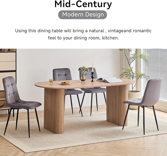 5-Piece Dining Table Set for 4 6 People with Heavy Duty Legs, Dining Room Table Chairs Set for Living Room, Kitchen, Apartment