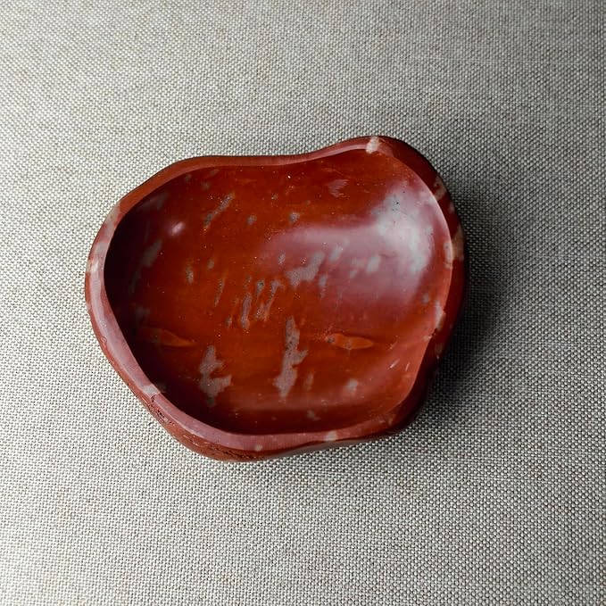Handmade Decorative Bowl - Natural River Stone Pebble Artisan Crafted Serving Dish | 4-6 Inch Unique Decorative Tray for Home Centerpiece, Jewelry Holder (Deep Red)