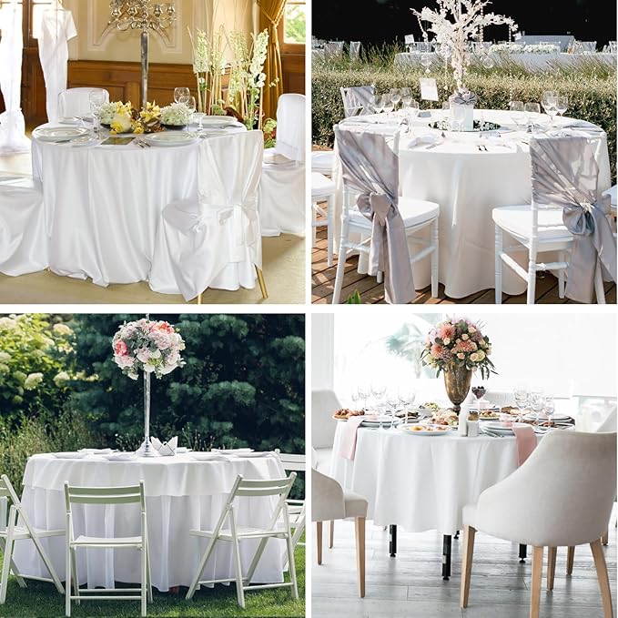 Round Tablecloth 10 Pack 90 Inch White Tablecloths Washable Decorative Linen Polyester Table Clothes Cover for Dining Table Banquets Buffet Parties and Wedding