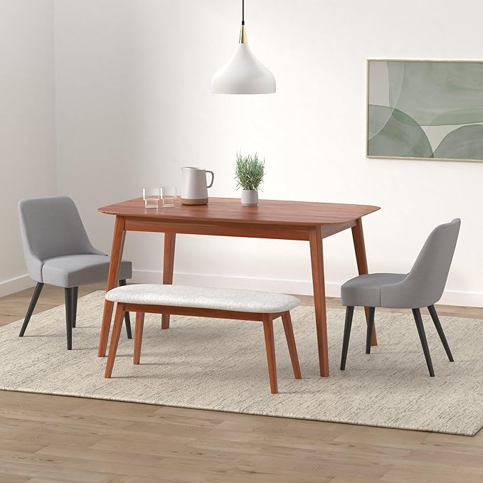 CHITA Mid-Century Modern Dining Chair, Upholstered Fabric Accent Chairs, Set of 2, Light Grey in Performance Fabric