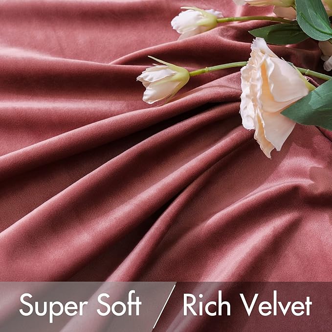MIULEE Velvet Curtains 90 inches 2 Panels - Luxury Blackout Curtains for Bedroom Living Room Thermal Insulated Super Soft Window Drapes Rod Pocket & Back Tab, Dusty Rose Pink, W52 x L90 inch