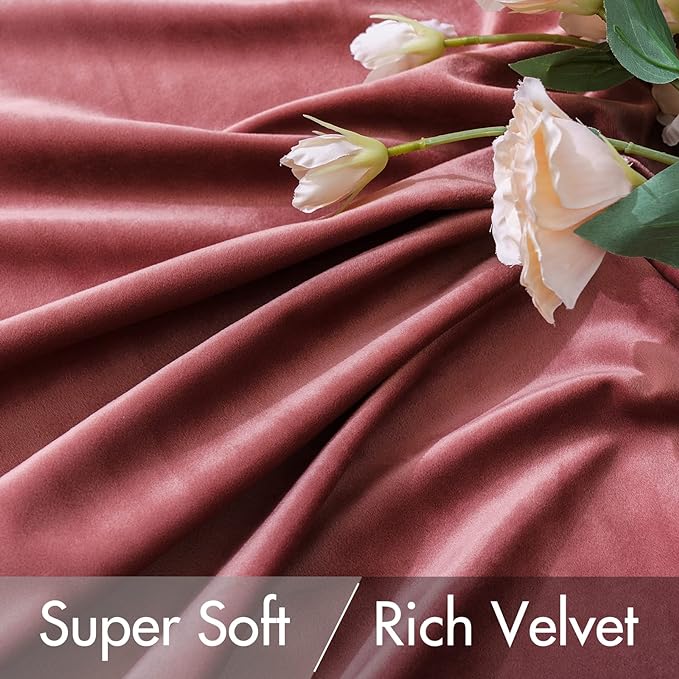 MIULEE Velvet Curtains 108 inches Long 2 Panels - Luxury Blackout Curtains for Bedroom Living Room Thermal Insulated Super Soft Window Drapes Rod Pocket & Back Tab, Dusty Rose Pink