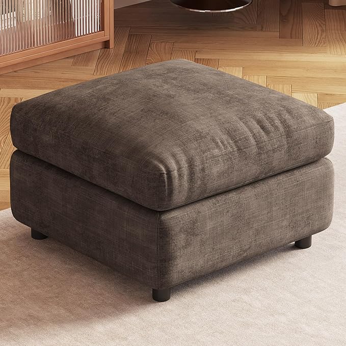Brown Ottoman with Storage, Modular Footrest for Sofa Couch Sectional, Convertible Lounge Seat with Hidden Storage, Comfortable Sofa Accessory for Living Room Bedroom Apartment Spaces