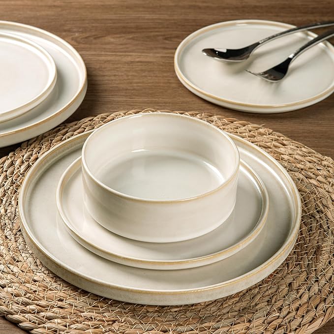 AmorArc Ceramic Dinnerware Sets, Handmade Reactive Glaze Stoneware Plates and Bowls Sets,Highly Chip and Crack Resistant | Dishwasher & Microwave Safe Dishes Set, Service for 6 (18pc)