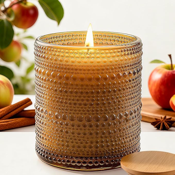 Apple & Cinnamon Scented Candle, Large Jar Aromatherapy Candle Over 60 Hours of Burn Time, Candles for Home Scented Fall Decor Home Fragrance Perfect for Gifting