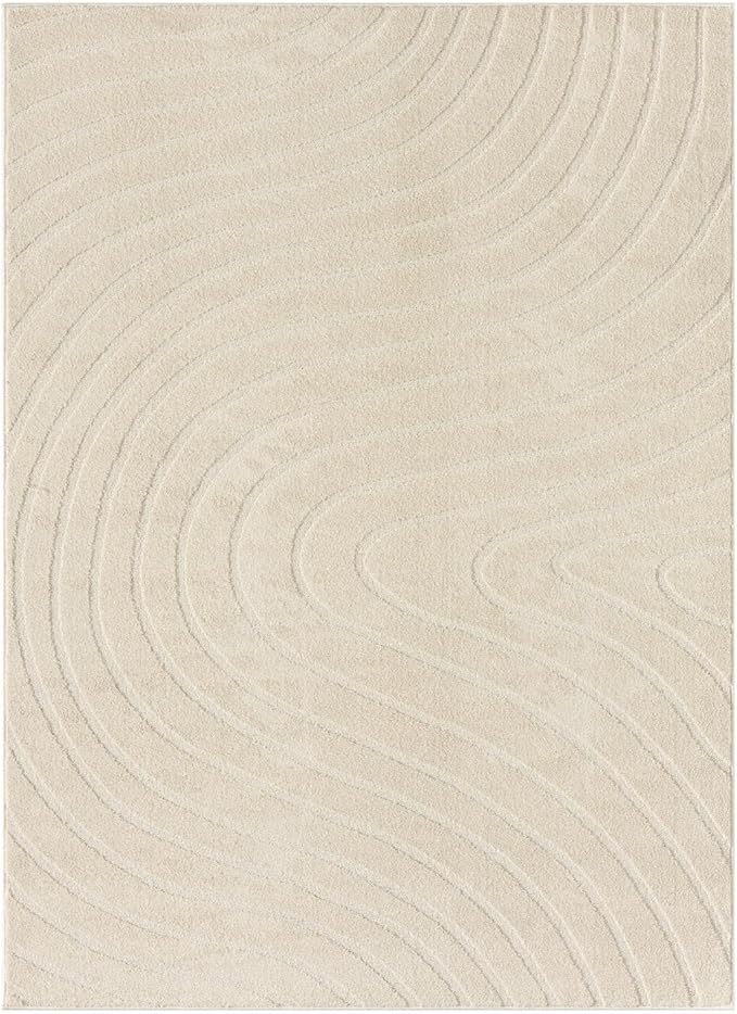 LUXE WEAVERS Modern Geometric Wave Cream 2x3 Area Rug