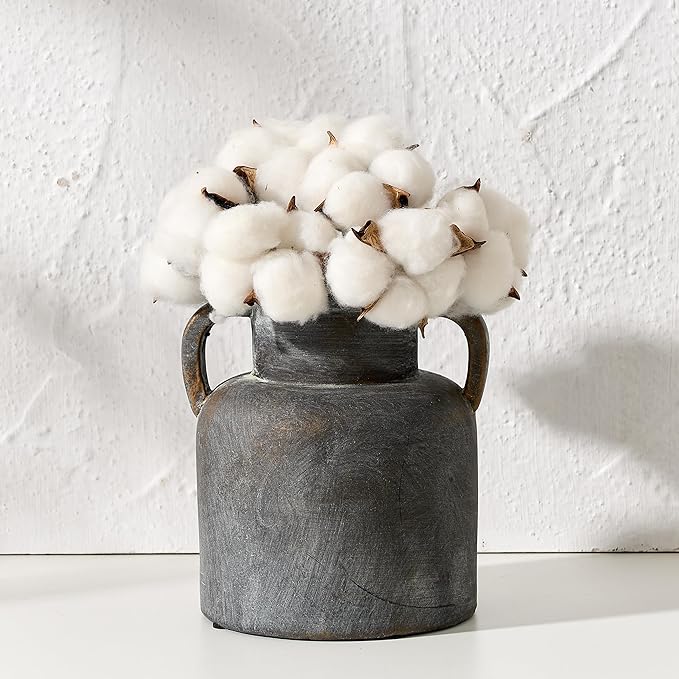 Antique Ceramic Vase with 2 Handles, 6.1 Inch Farmhouse Rustic Flower Vase, Small Vintage Terracotta Vases for Home Decor, Wedding, Living Room, Table, Shelf Decor, Black Bronze