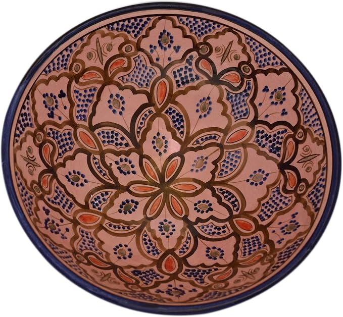 Ceramic Bowls Moroccan Handmade Serving Bowl Large 12 Inches Across Multicolored Safi