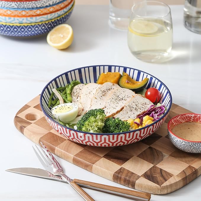 Selamica Ceramic Dinnerware Sets, 16 Pieces Dishes Set for 4, Highly Chip and Crack Resistant Plates and Bowls Sets, Dishwasher & Microwave Safe, Assorted Colors