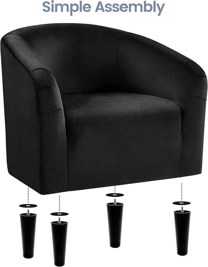 Yaheetech Black Accent Chairs Set of 2, Cozy Velvet Barrel Chair, Modern Club Chair with Soft Padde, Vanity Chair for Living Room/Bedroom/Waiting Room Reception Room, Matte Black