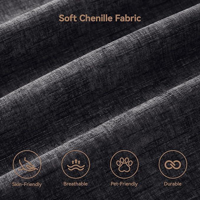 134'' Cloud Modern 4 Seater Couch with Detachable Headrest, Modular Sectional Sofa with 2 Ottoman, Oversized U Shape Chenille Comfy Sofa with Armrests for Living Room, Dark Grey