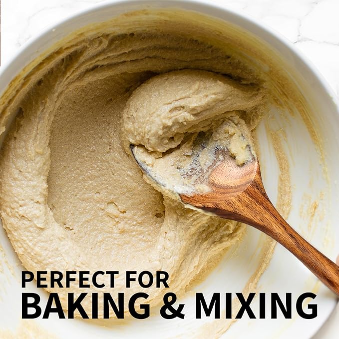 Zulay Kitchen 6-Piece Wooden Cooking Spoons Set – Heat-Resistant, Smooth Teak Utensils with Comfort Grip – Lightweight & Durable – Easy to Clean, Perfect for Non-Stick Cookware