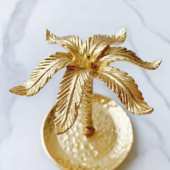 Metal Ring Dish Holder for Jewelry, Coconut Tree Jewelry Dish Ring Holder, Trinket Dish Jewelry Organizer for Dresser Christmas Mothers Day Birthday Wedding Gifts