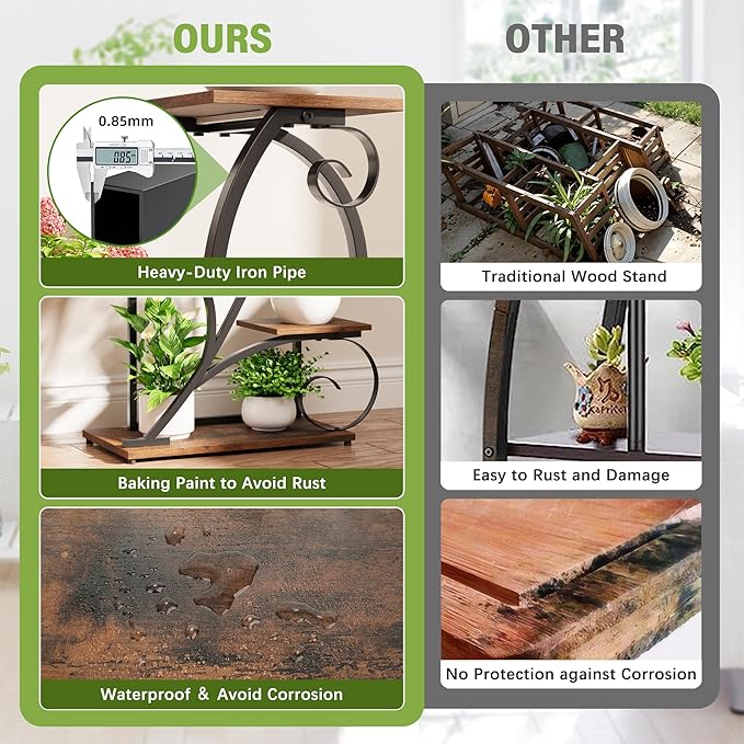 Plant Stand Indoor with Grow Lights, 6 Tiered Arched Plant Shelf, Metal Corner Shelves Display Rack Flower Stand for Living room, Patio