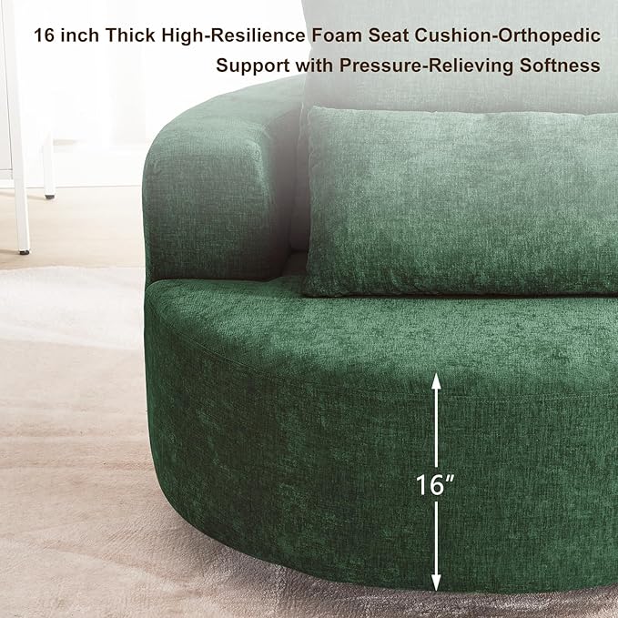 Furnimart 40" Oversized Barrel Accent Chair Set of 2, 360° Swivel Round Upholstered Sofa, Chenille High-Resilience Sponge, No Assembly, Wide Seat for Living Room, Bedroom, Apartment (Green)