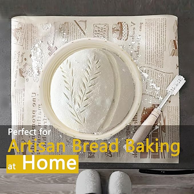 9-inch Round Rattan Banneton Bread Proofing Basket Set of 2 D'ita Handmade Sourdough Proofing Bowls for Artisan Baking Home Bakers