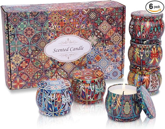 Topadorn 6 Pack Scented Candles Gift Set - Soy Wax Aromatherapy Candles for Home, Relaxation, Meditation, Yoga - Long Lasting Fragrance
