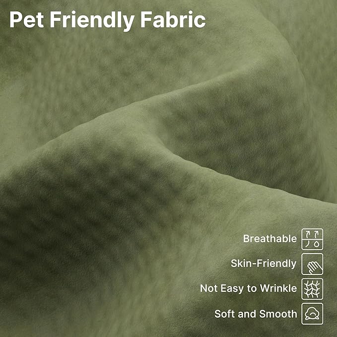 67" Oversized Chaise Lounge Chair with Cover, Comfy Sleeper Sofa Bed, Black Plush Corduory Couch for Living Room,Sofa in A Box,No Assembly Required (Pet Light Green Cover).