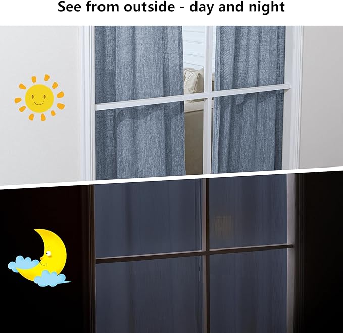 MYSKY HOME Blue Light Filtering Curtains 102 Inch Long for Sliding Door, Semi Sheer Curtains Soft Cotton for Living Room Pinch Pleated Window Drapes Country Curtain, 40" x 102", Dusty Blue, 2 Panels