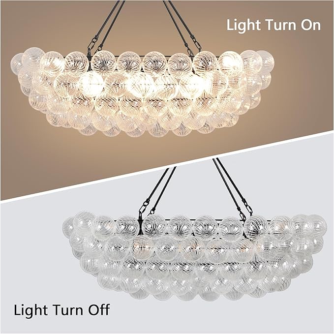 Dining Room Chandelier Bubble Cluster Chandelier Modern 12 Lights Luxury Large Globe Pendant Light for Living Room, Farmhouse, Stairs, Foyer, Dia 45 Inch