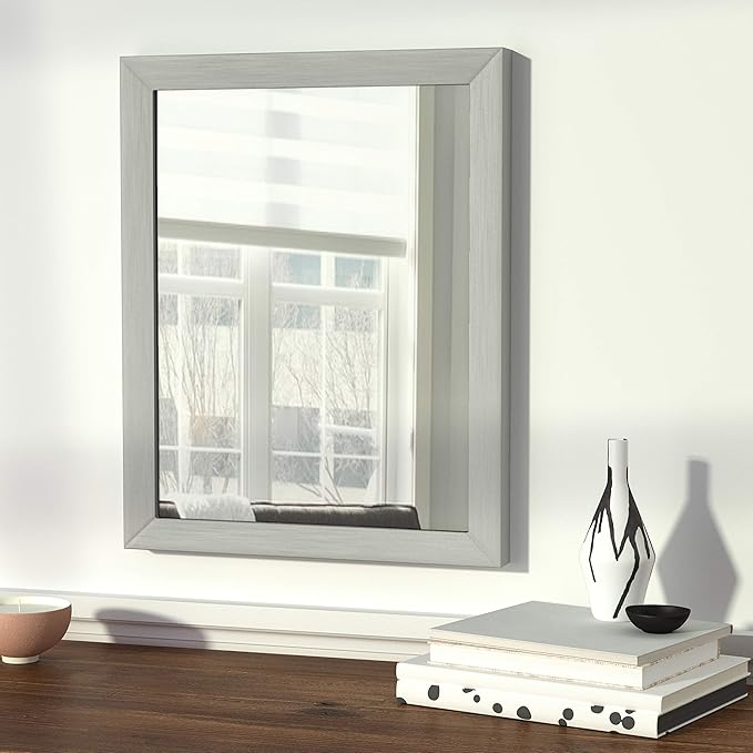 Amazon Basics Rectangular Wall Mount Mirror 16" x 20" - Standard Trim, Nickel