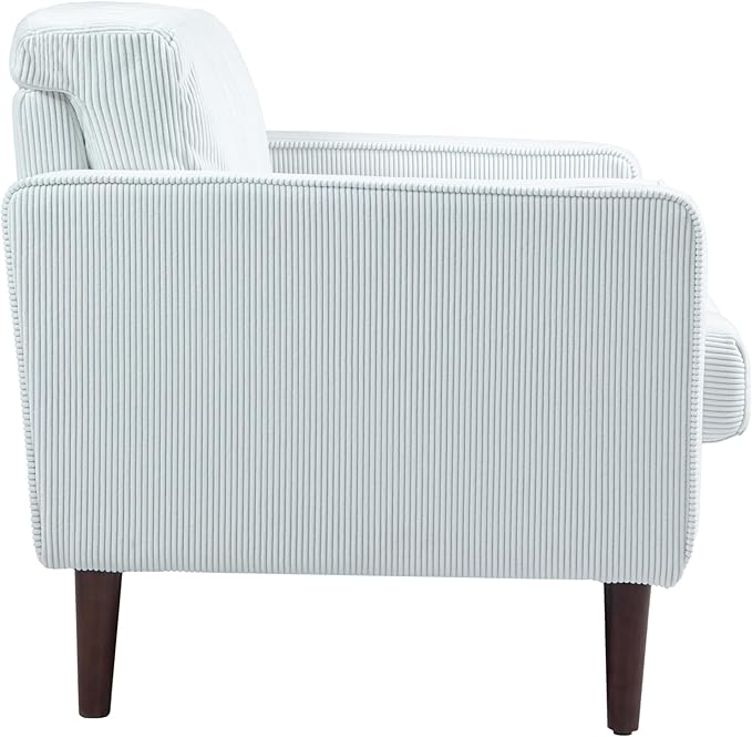 UIXE Corduroy Accent Chairs Set of 2, Modern Upholstered Living Room Arm Chair Comfy Bedroom Reading Armchair with Bolster Pillows, Mid-Century Track Armrest Tufted Single Sofa Seat (Beige)