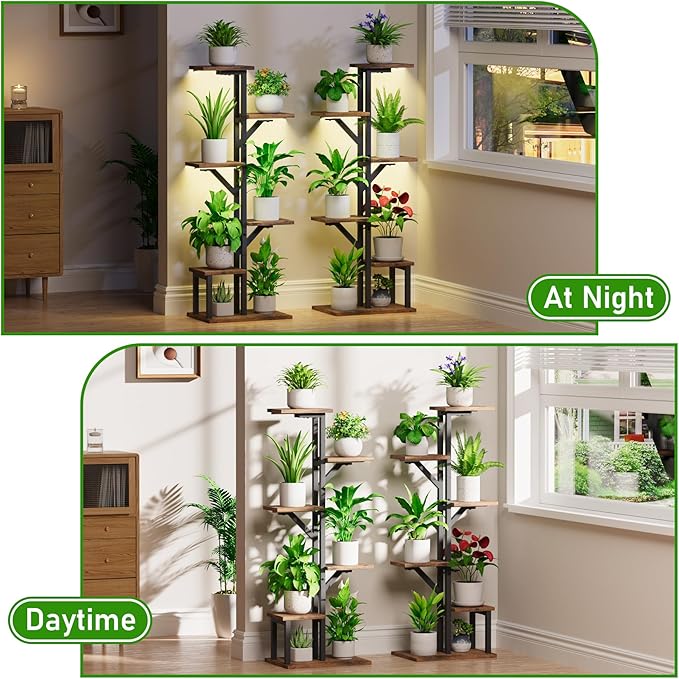 Plant Stand Indoor with Grow Lights - 2 Pack Indoor Plant Shelf, 6 Tiered Indoor Corner Plant Stand Shelves, 40.4" Plant Rack Display for Indoor Plants Multiple, Flower Holder for Living Room Patio Balcony Décor