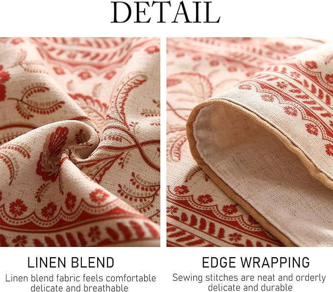 ISAENNE Designer Vintage Linen Extra Long Table Runner 118 Inches,Red Floral Pattern Modern Decor Table Runners for Dining Tables,Thanksgiving,Kitchen Tables,Christmas,Banquet,12"*118"-Chamonix A