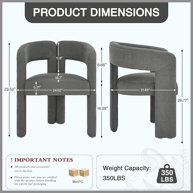 Modern Barrel Dining Chairs Set of 2, Upholstered Linen Dining Room Chair with Wooden Legs, Accent Chairs for Kitchen/Dining Room/Living Room, Black