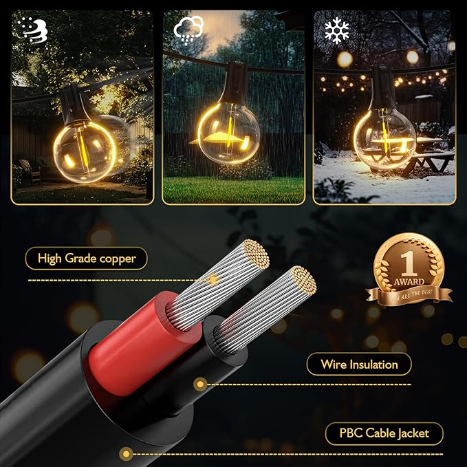 G40 Solar String Lights Outdoor with Remote 100 FT, USB & Solar Dual Charging, Waterproof, 8 Modes 3 Timers, 34+3 LED Globe Shatterproof Bulbs, Dimmable Solar Light for Camping Backyard Porch Garden