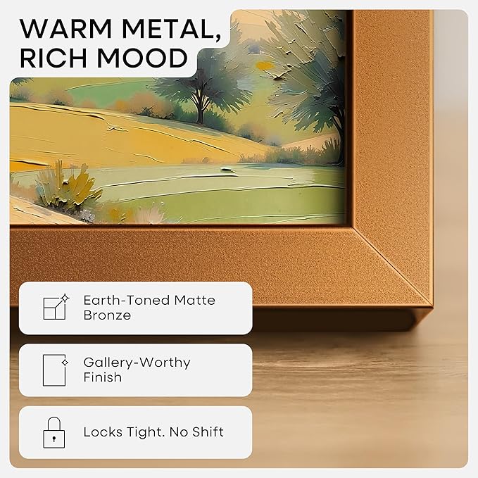 Homeforia Bronze 24x30 Picture Frame, High End Metal Poster Frame with Mat 18x24, Tempered Glass, Wall Hook Included