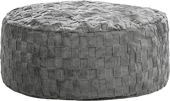 Hobestluk Bean Bag Chairs Beanbag Chair with Filler Adult Bean Bags with Fluffy Plaid Cover, Giant Bean Bag Chairs for Adults for Living Room, Bedroom (Grey, 5FT - 50” x 50” x 24”)
