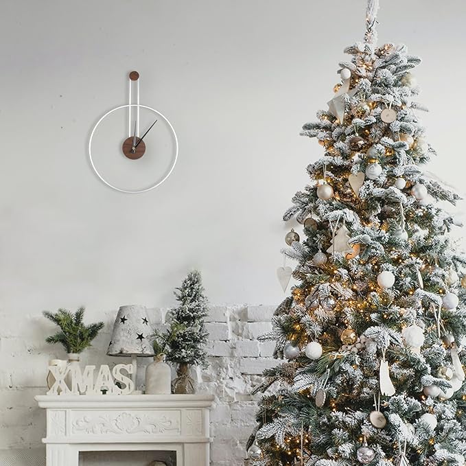 Modern Wall Clock Large Wall Clocks with Walnut Dial Silent Non-Ticking for Living Room Home Decor Bedroom Kitchen Office 17.8''× 24.4'' (Silver, Medium)