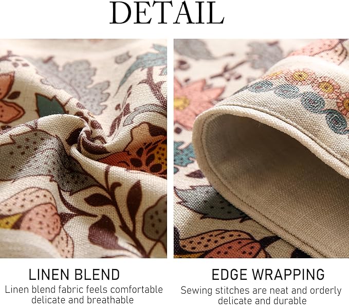 Designer Bohemian Linen Table Runner 87 Inches Long,Elegant Lotus Flowers Pattern Decor Table Runners for Dining Tables,Thanksgiving,Kitchen Tables,Christmas,12"*87"-Hazel A