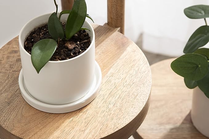 Kate and Laurel Fitley Modern 3 Tier Freestanding Plant Stand; 16 x 16 x 35; Natural Wood; Decorative Handcrafted Wood Plant Stand with Farmhouse Finish