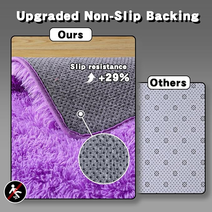 9x12 Area Rugs for Living Room, Purple Fluffy Shaggy Rug Soft Carpets, Big Rugs for Bedroom Nursery Kids Room Dorm Home Decor Aesthetic