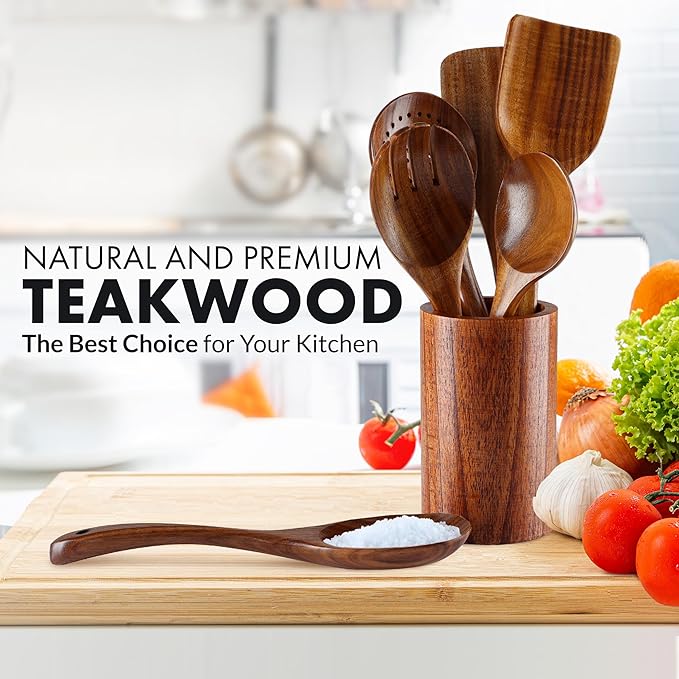 Wooden Utensils Set in Teak - Kitchen Essentials by Zulay Kitchen
