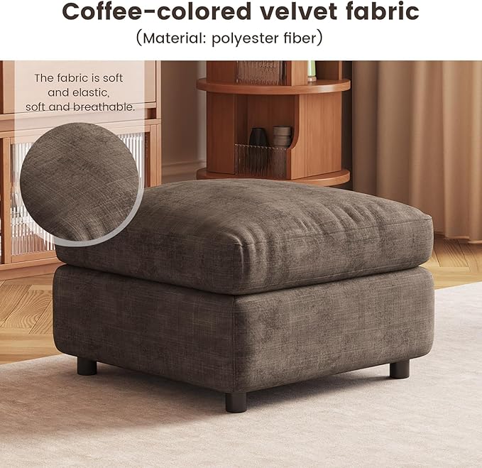 Brown Ottoman with Storage, Modular Footrest for Sofa Couch Sectional, Convertible Lounge Seat with Hidden Storage, Comfortable Sofa Accessory for Living Room Bedroom Apartment Spaces