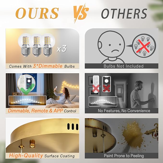 KoKo&Yukina 3-Light Globe Glass Pendant Light Modern Gold Globe Chandelier Adjustable Length Pendant Light Fixtures Milky White Glass Lights Fixture for Hallway Living Room Bedroom