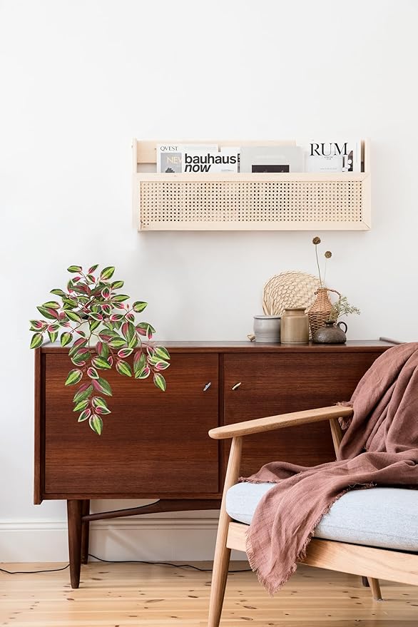 Briful Small Faux Plants Indoor Artificial Potted Silk Plants Fake Watermelon Peperomia Trailing Vine Plant for Home Office Bathroom Table Shelf Mantle Modern Decoration(Red Green- 1 Pack)