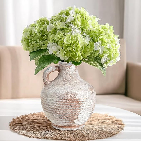 Sunddo 6 inch Rustic Ceramic Flowers Vase, Terracotta Pottery Small Vase with Handle, Farmhouse Decor,Table, Living Room, Bathroom, Shelf, Mantel Decor Brown