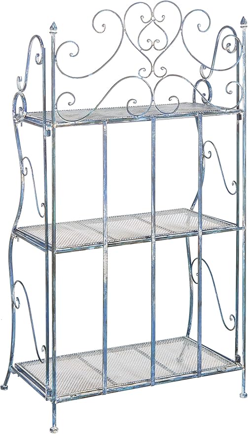 SAFAVIEH Outdoor Collection Torus Antique Blue 3-Tier Shelf (Fully Assembled)
